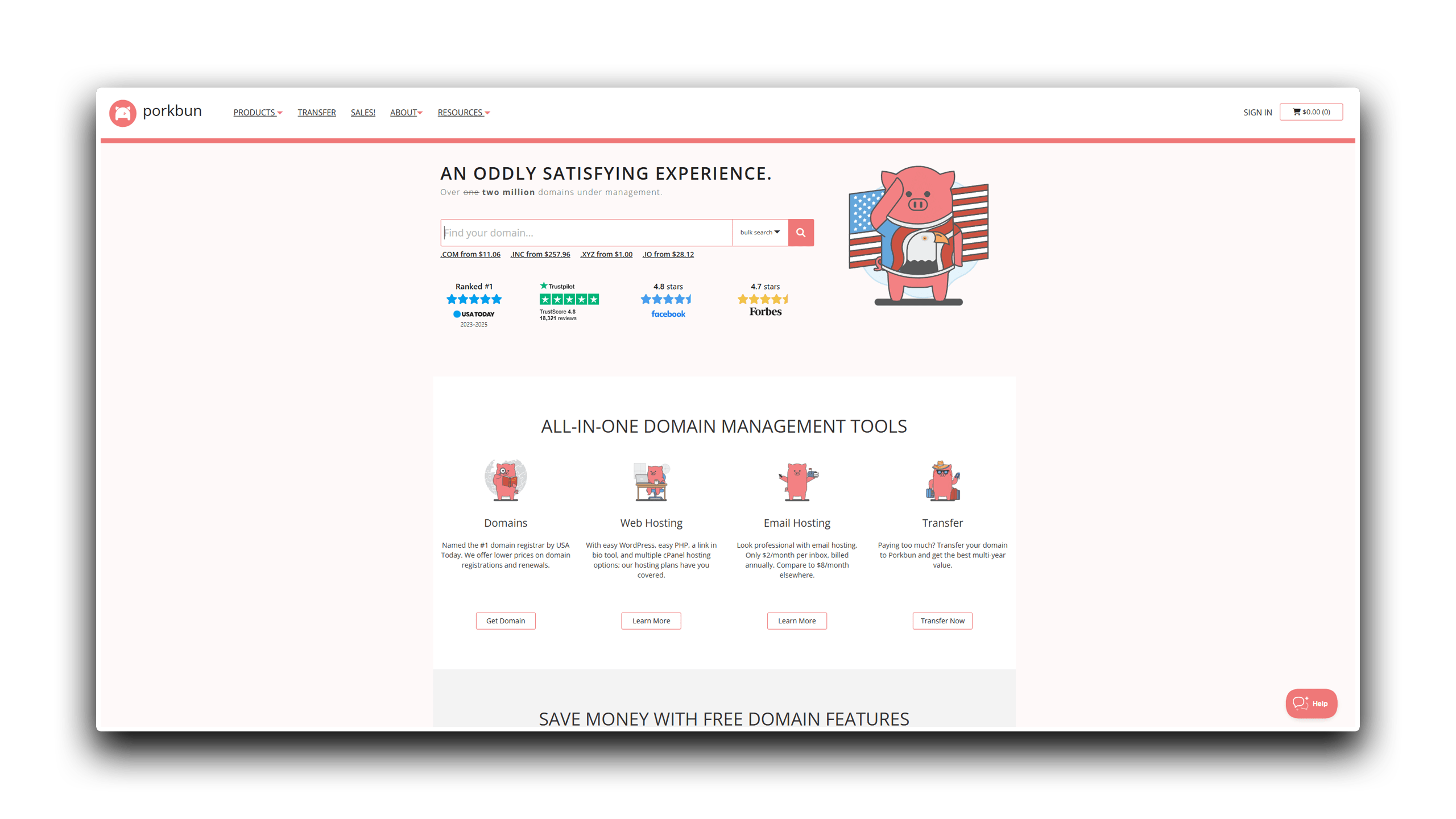 A screenshot of the Porkbun website showing where Gabi has purchased a domain.