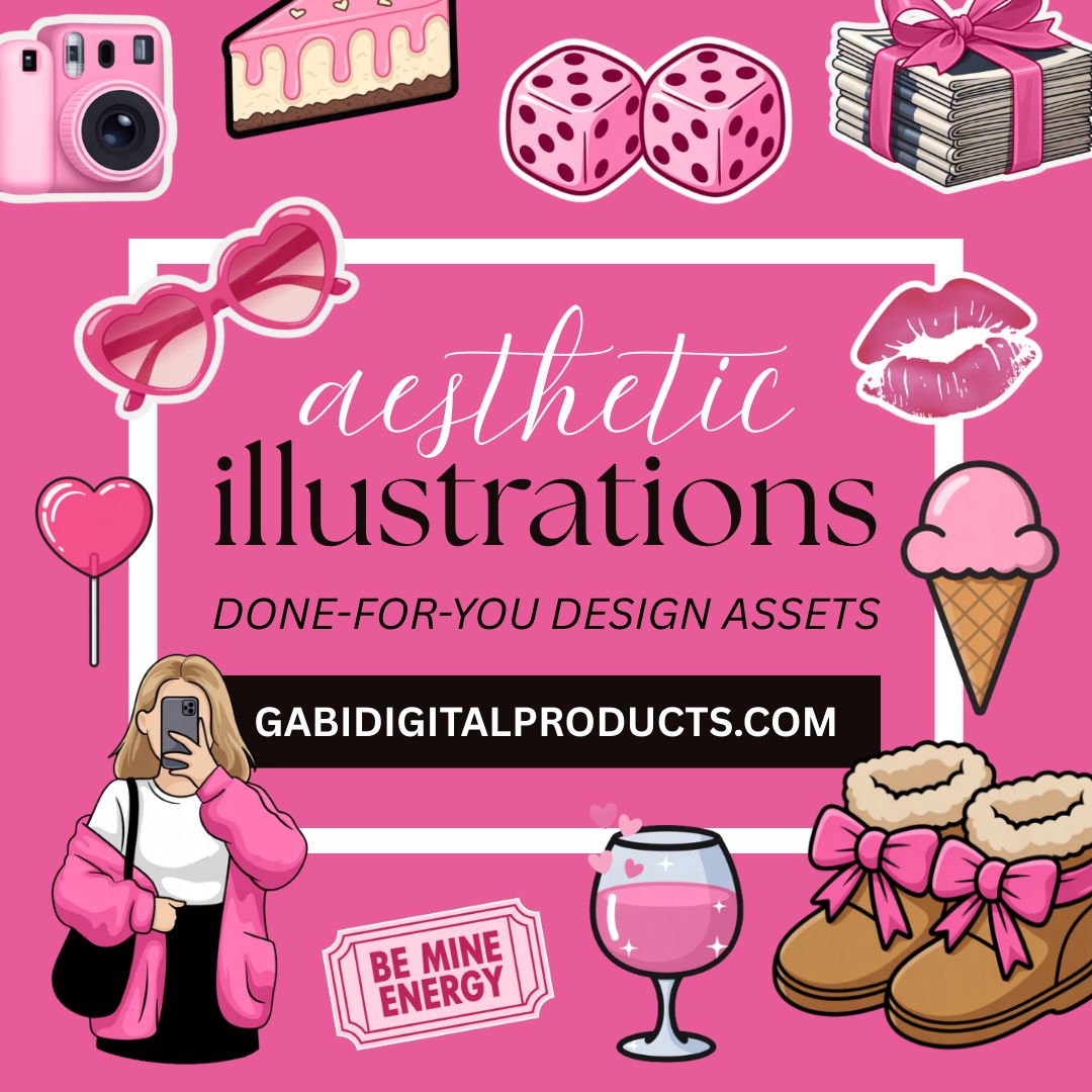 Pink aesthetic design assets