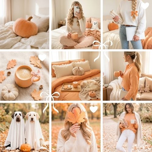 A beautiful collection of seasonal imagery featuring pastel autumn and Halloween themes, perfect as done for you resell rights stock photos for your creative projects.