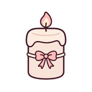 Hand-drawn coquette candle illustration