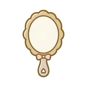 Hand-drawn coquette handheld mirror illustration