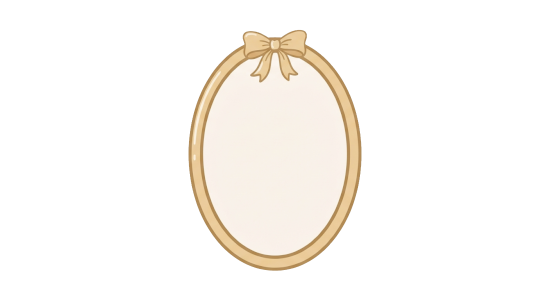 Hand-drawn coquette oval mirror illustration