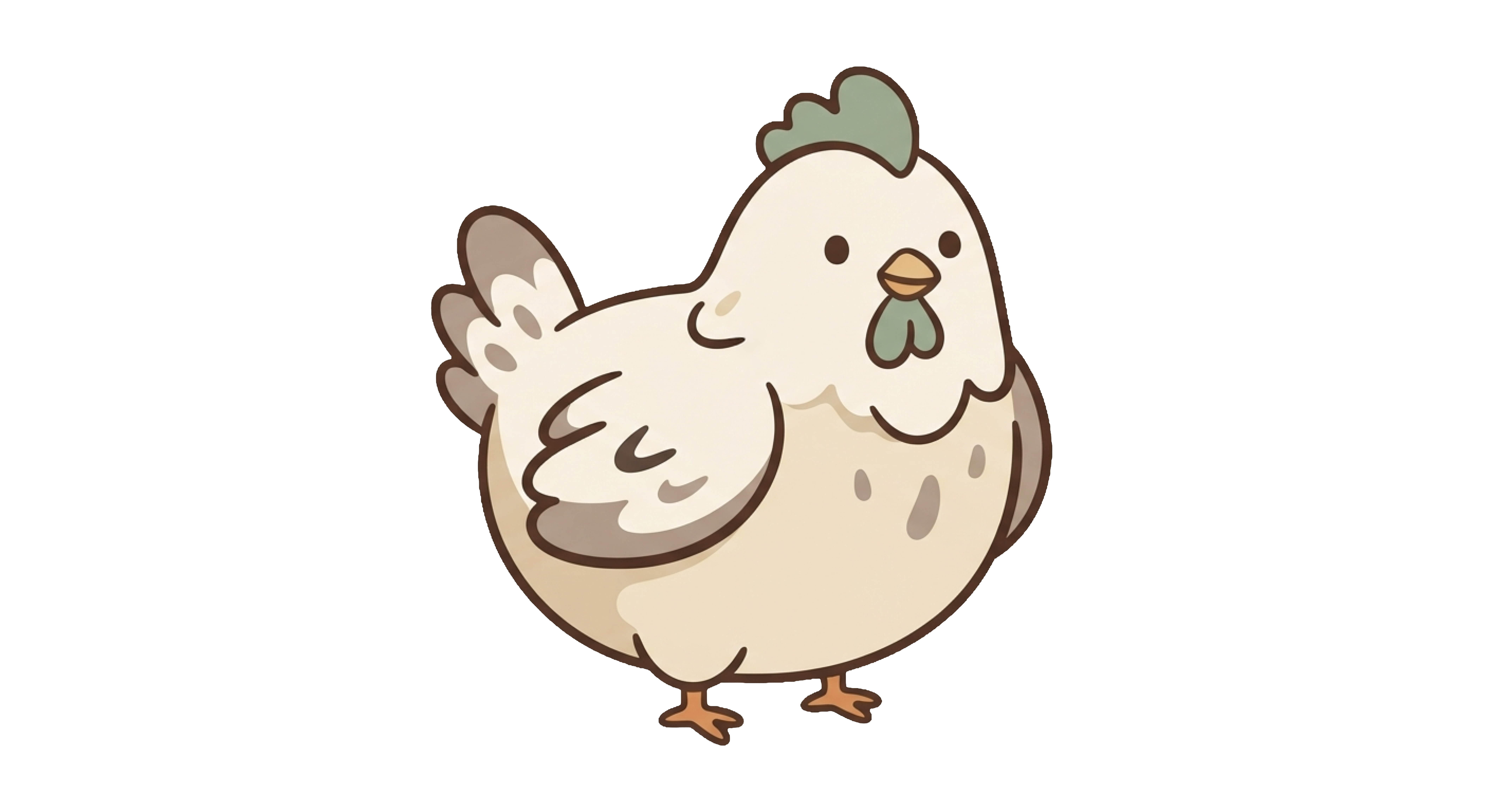 Hand-drawn cottagecore chicken illustration