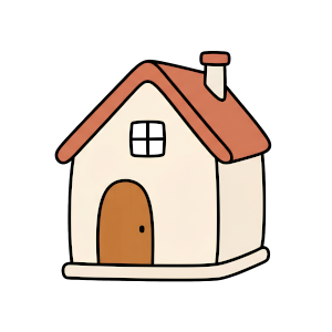 Hand-drawn cottagecore cottage illustration