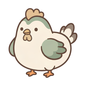 Hand-drawn cottagecore chicken illustration