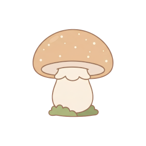 Hand-drawn cottagecore mushroom illustration