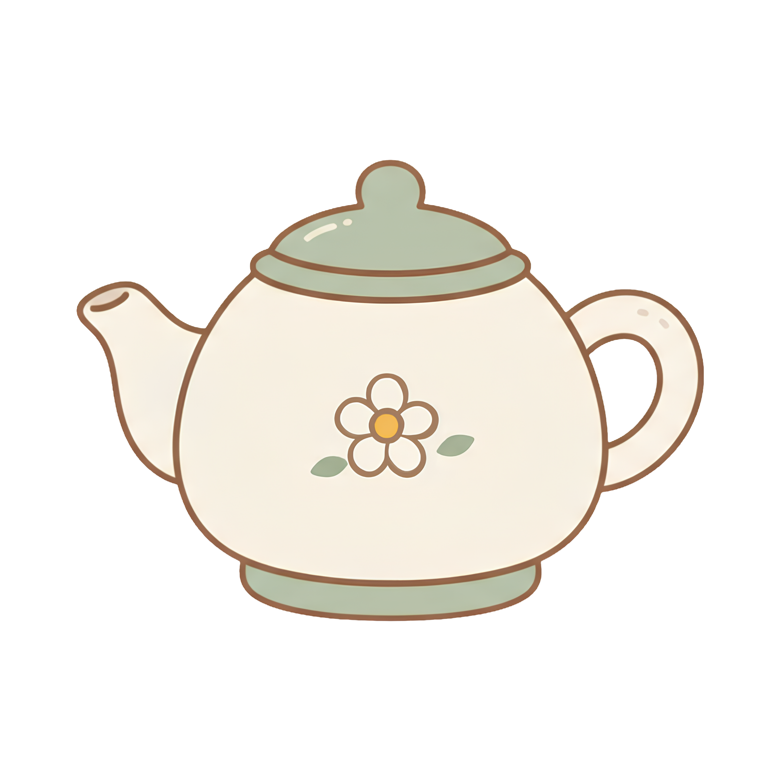 Hand-drawn cottagecore teapot illustration