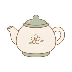 Hand-drawn cottagecore teapot illustration