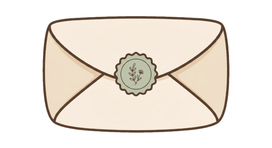 Hand-drawn cottagecore envelope illustration
