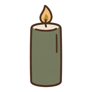 Hand-drawn dark academia candle illustration