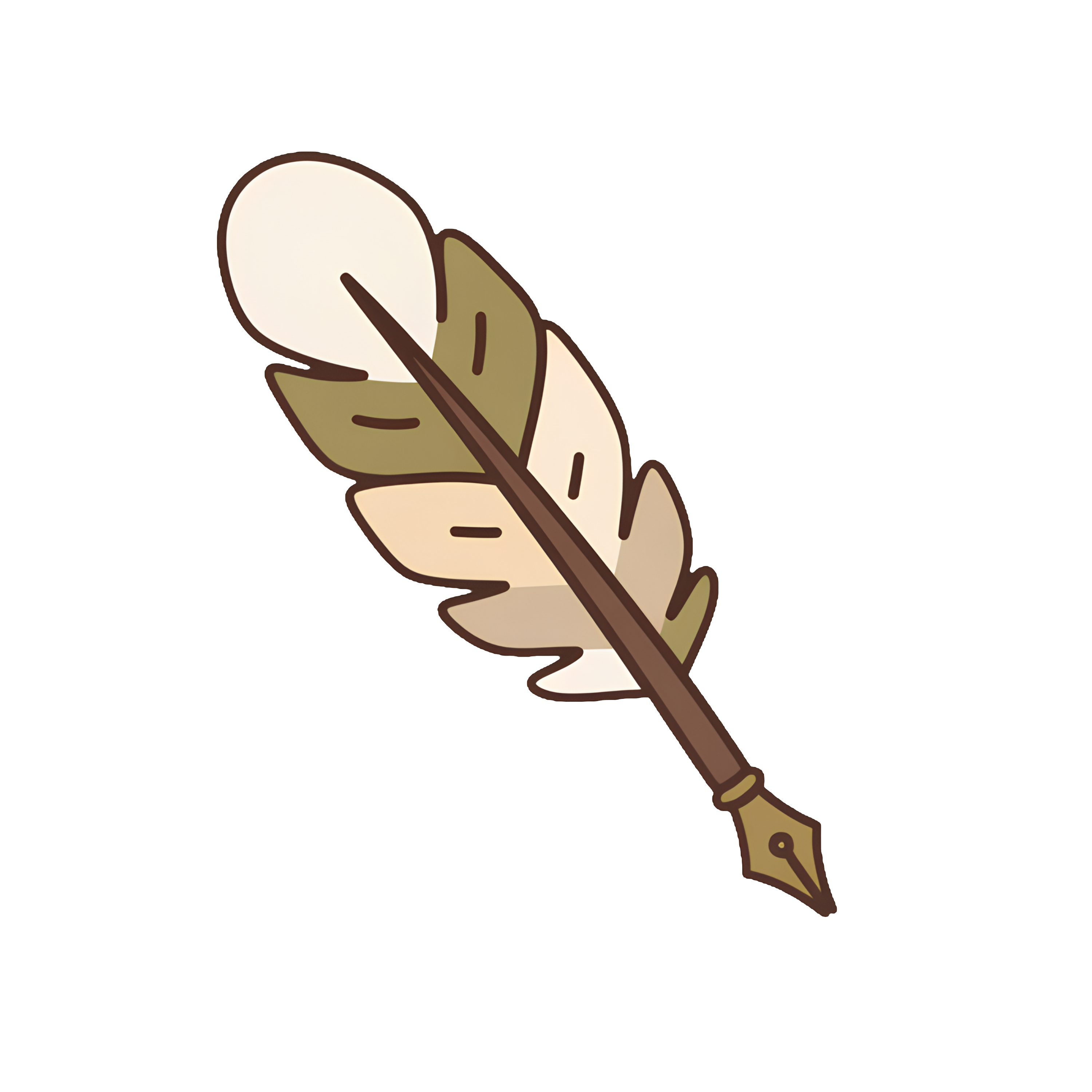Hand-drawn dark academia feather quill illustration