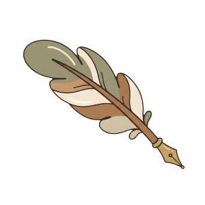 Hand-drawn dark academia feather quill illustration