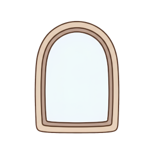Hand-drawn earthy neutral mirror illustration