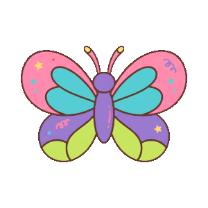 Hand-drawn retro Y2K butterfly illustration