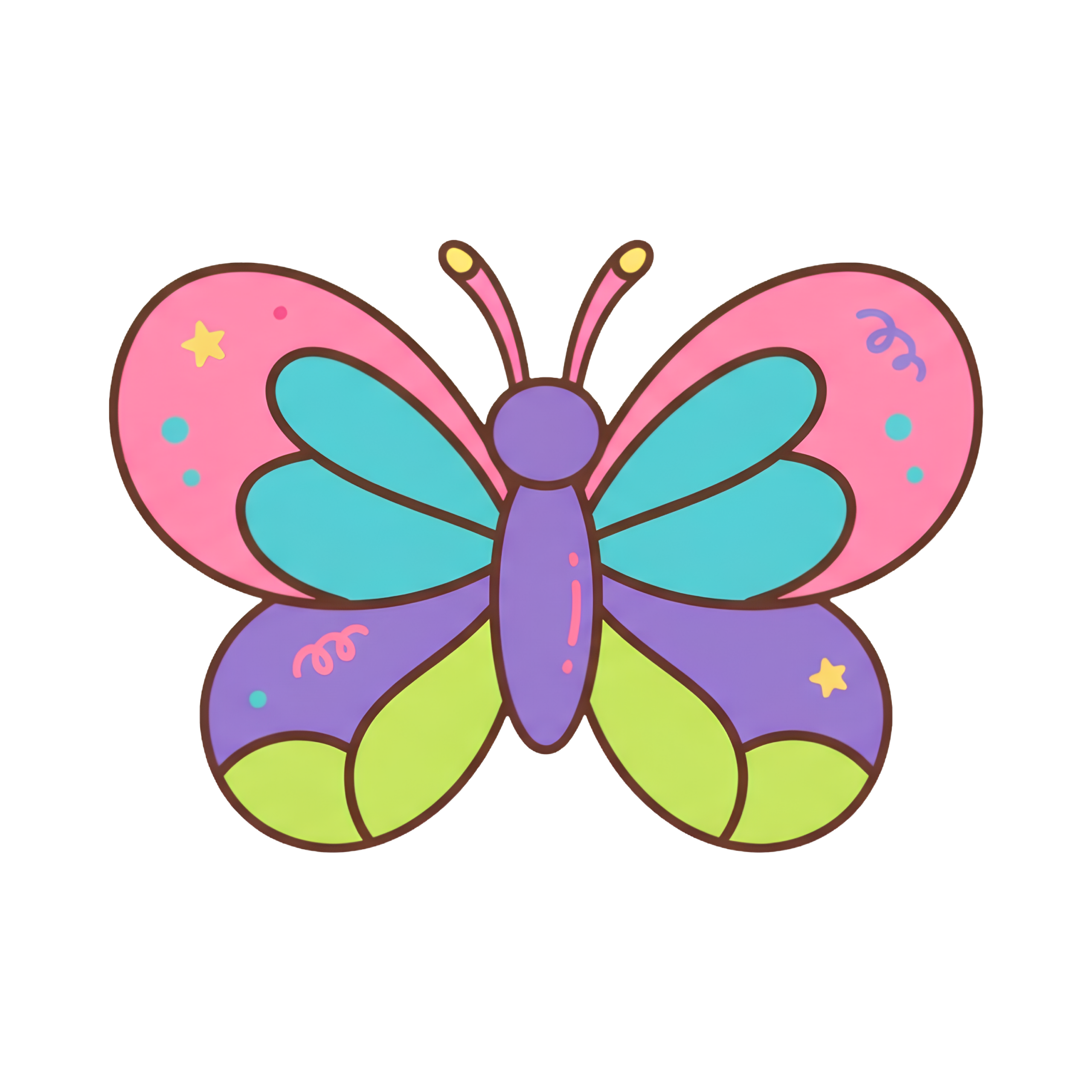 Hand-drawn retro Y2K butterfly illustration