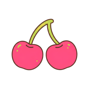 Hand-drawn retro Y2K cherries illustration