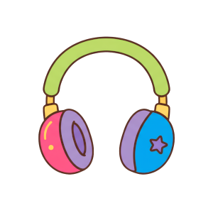 Hand-drawn retro Y2K headphones illustration