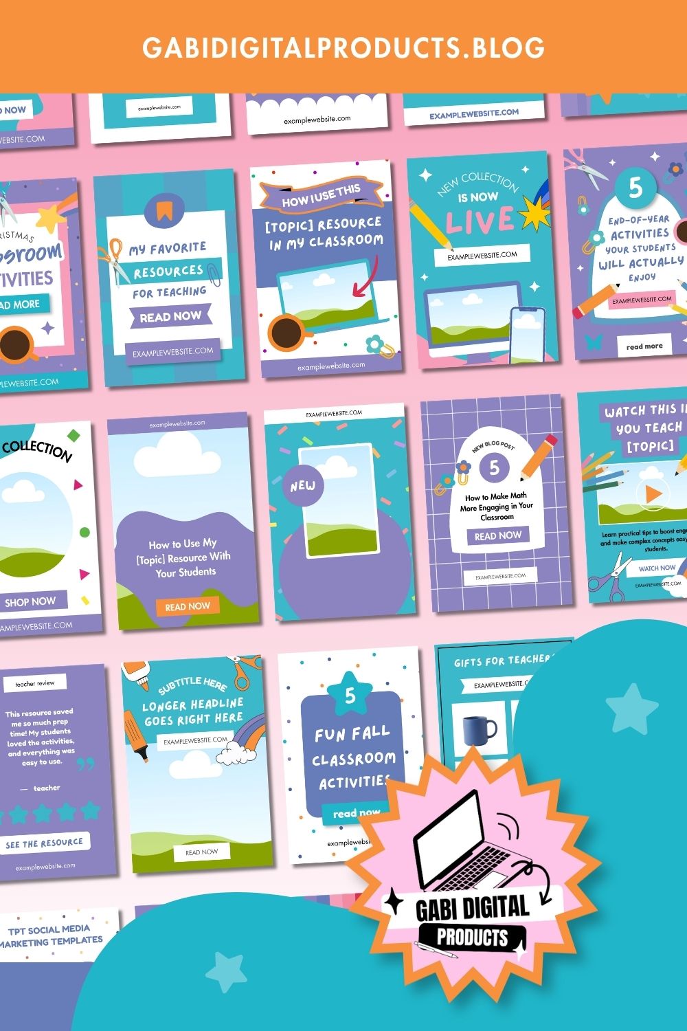 100 Pinterest Templates for TPT Sellers - vibrant collection preview