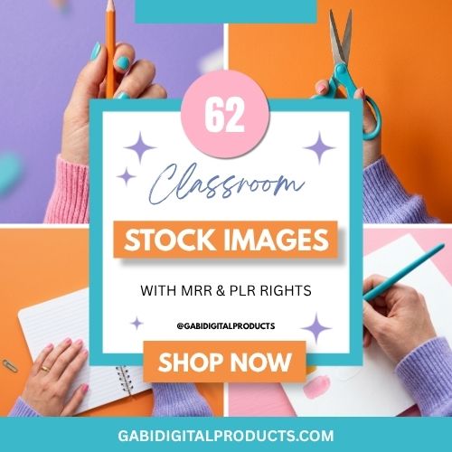 Pack of 62 classroom stock images with MRR and PLR rights for Teachers Pay Teachers sellers