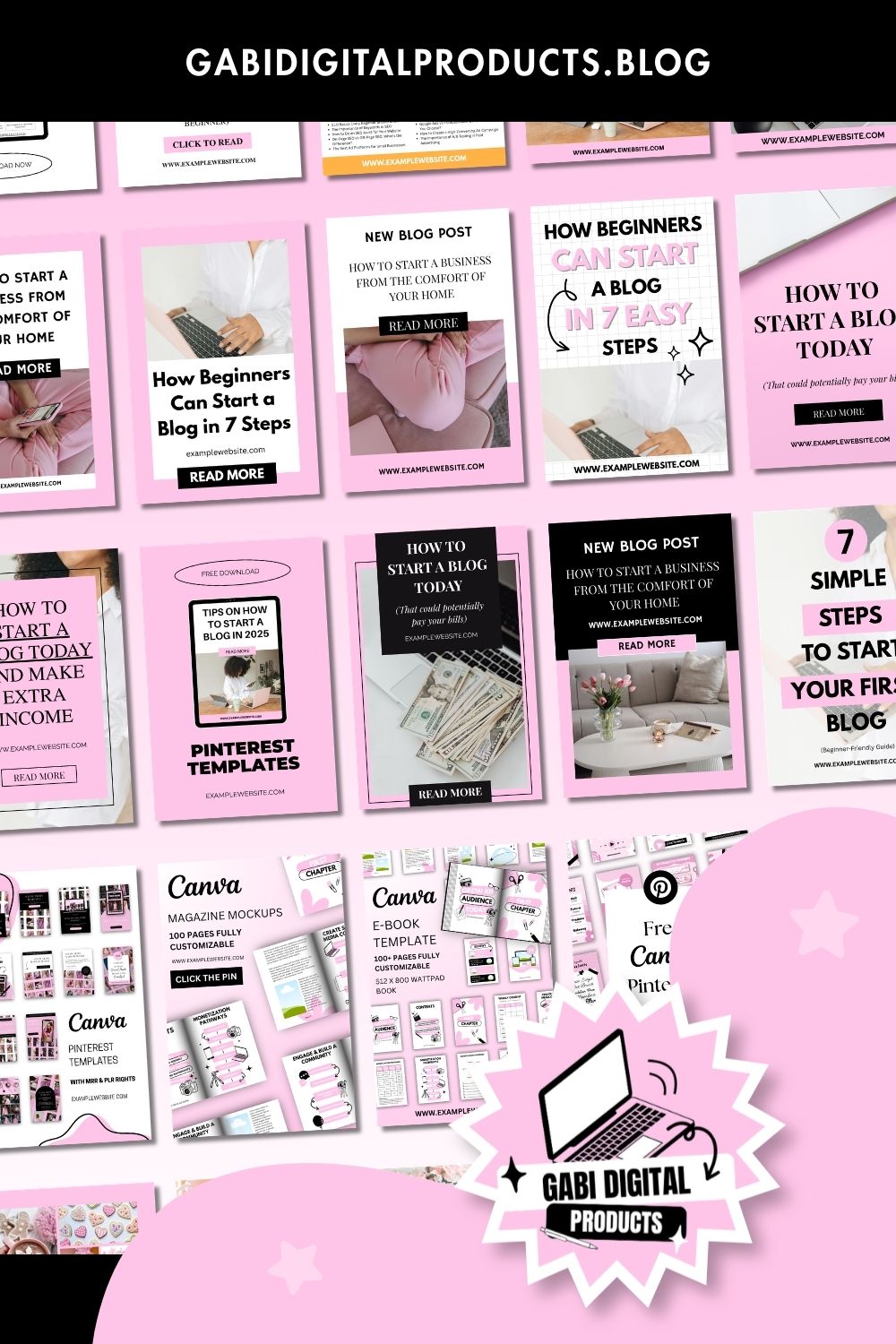 Free Pinterest templates for Canva - pink themed template collection preview