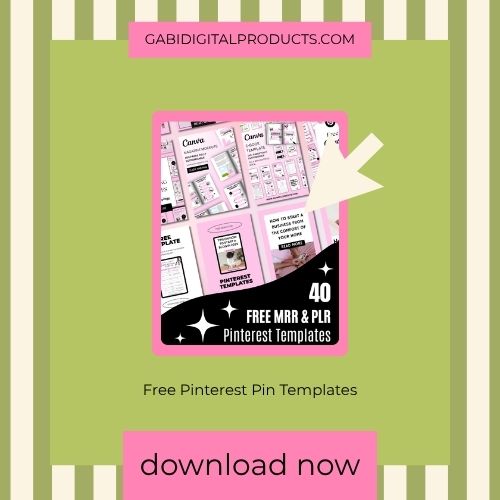 40 free MRR & PLR Pinterest pin templates, ready to download and customize in Canva