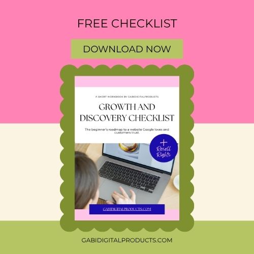 Free Growth and Discovery Checklist workbook with resell rights, one of these free PLR digital products to sell