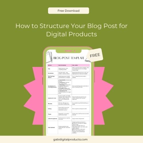Free PLR blog post structure template for digital product sellers, instant download