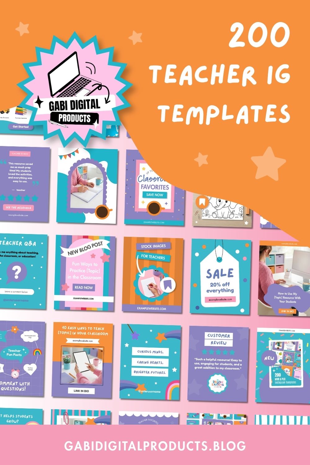 200 Aesthetic Instagram Templates for Teachers - colorful teacher template collection preview