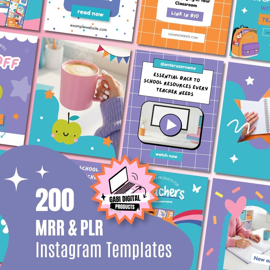 Canva Instagram post templates bundle for TPT sellers featuring 200 editable square and portrait designs
