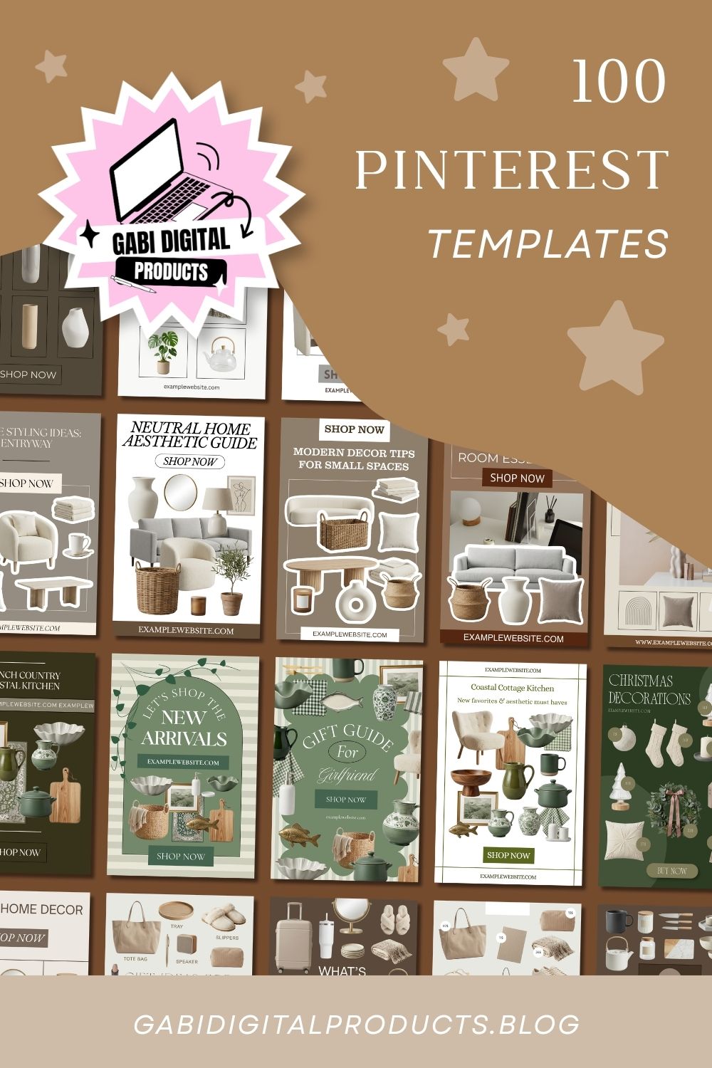100 Pinterest templates for home decor — Canva template preview of a home decor Pinterest pin template