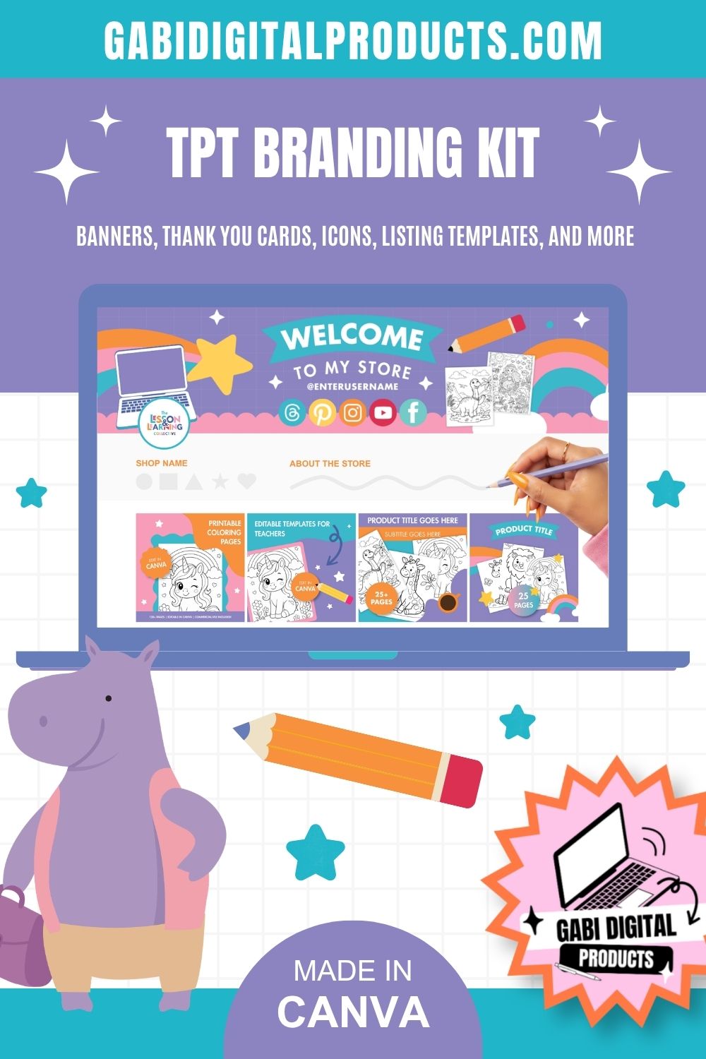 Teacher Brand Kit - Canva templates preview
