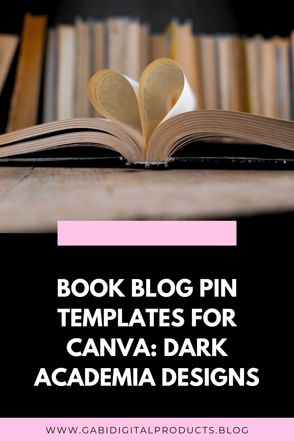 Book Blog Pin Templates for Canva: Dark Academia Designs
